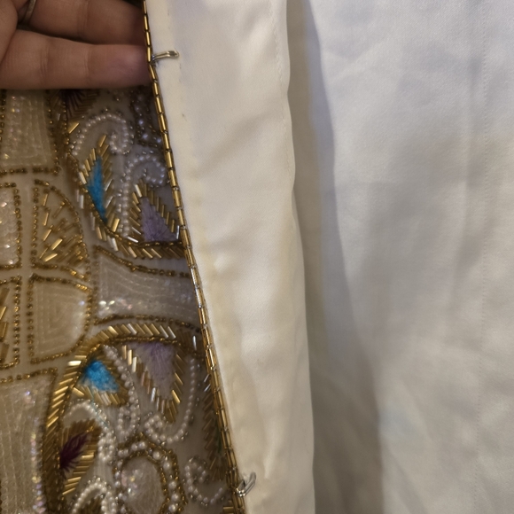 SEQUIN ORIGINAL Vintage Hand Beaded Silk Jacket Shoulder Pads Bead Work LARGE - Picture 17 of 17